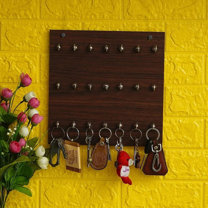 Wooden Premium Key Chain Wall Hanging Key Holder 21 Hooks (Brown) BEST QUALITY gallery
