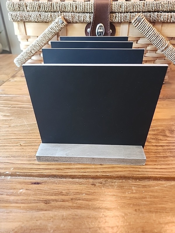 Mini Tabletop Chalkboard Signs with Vintage Style Wood Base Stands 6.5" X 6" gallery