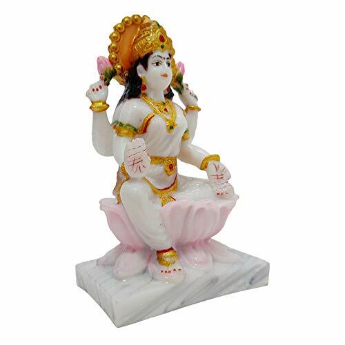 Marble Dust Maa Laxmi Goddess Lakshmi- White 6.5 Inches Idol Statue Figurine gallery
