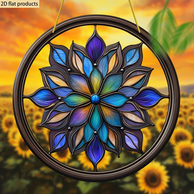 Colorful Flower Acrylic Suncatcher Round Window Porch Wall Hanging Art Gift gallery