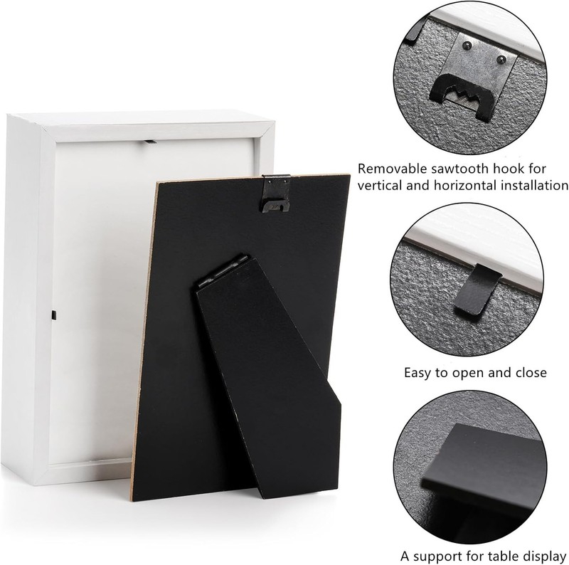 4x6 Shadow Box Picture Frames with Removable Hardware for Vertical or Horizontal gallery