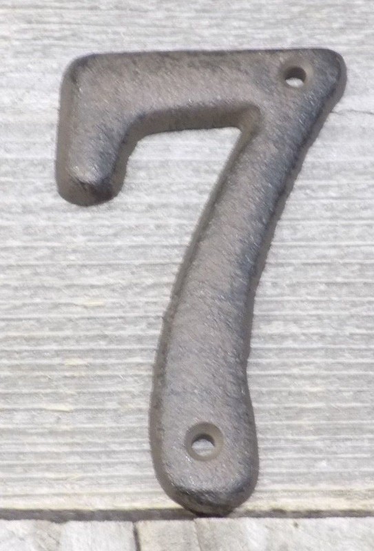 Rustic BROWN Cast Iron Metal House Numbers Street Address # Phone Number 7 SEVEN