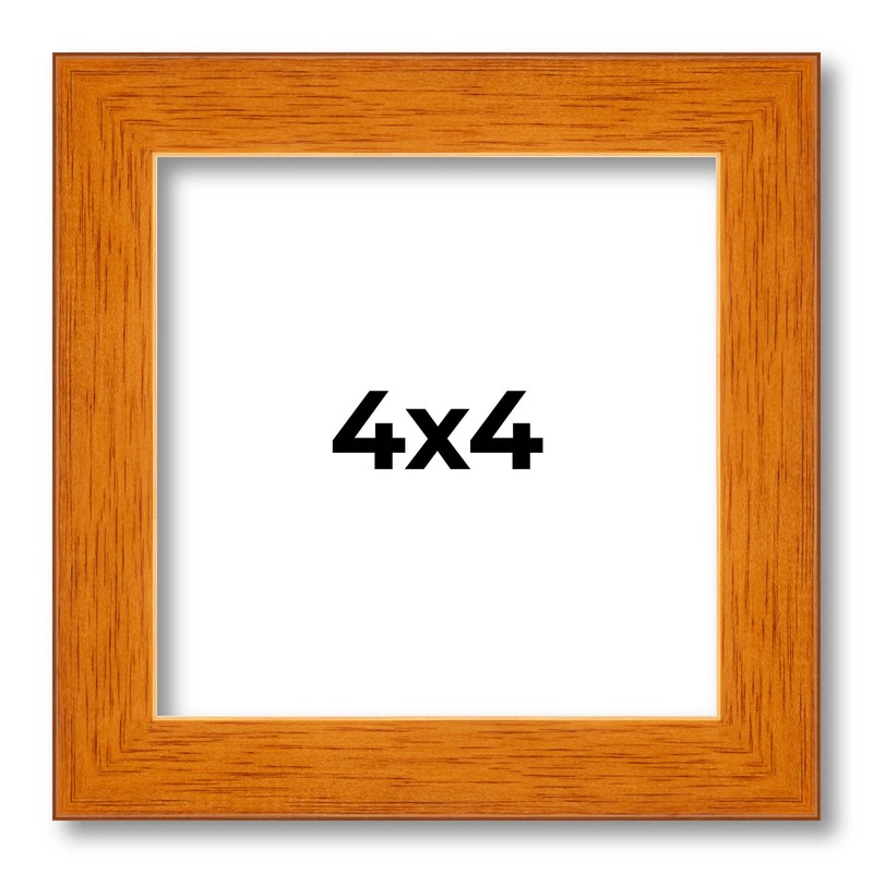 4x4 In Honey Brown Real Wood Picture Frame Width 0.75 inches | Interior Frame De gallery