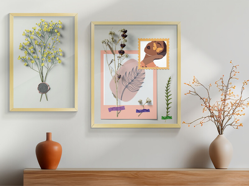 Metal Floating Picture Frame Real Glass – for Wall Mount Displays