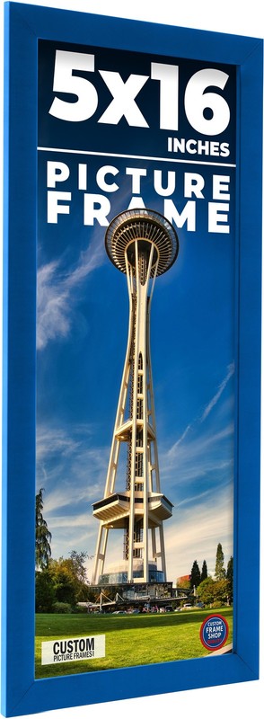 5×16 In Frame Blue Solid Wood Picture Frame Width 0.75 Inches | Interior Frame D