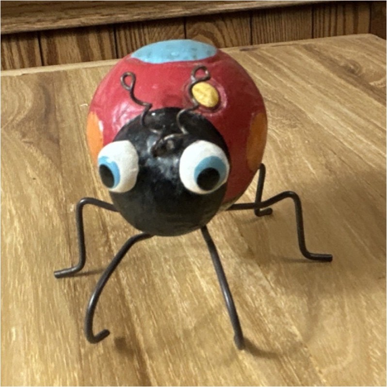 Colorful ceramic Ladybug Figurine Red Black Blue Yellow Orange White Sculpture