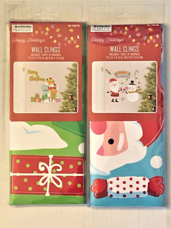 Happy Holidays MB Merry Christmas Wall Clings Set of 2 Sheet of Graphics New gallery