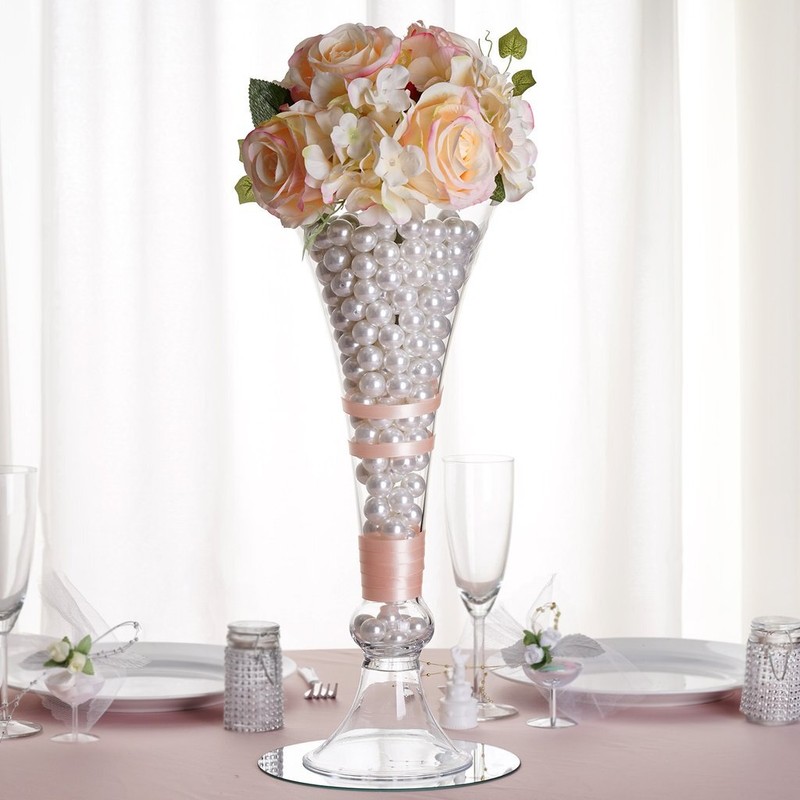 18″ tall Clear Glass Trumpet Centerpiece Vases Wedding Party Home Decorations