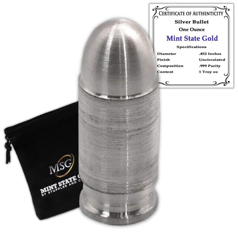Silver Bullet .45 Caliber 1 oz .999 Pure Silver CoinFolio