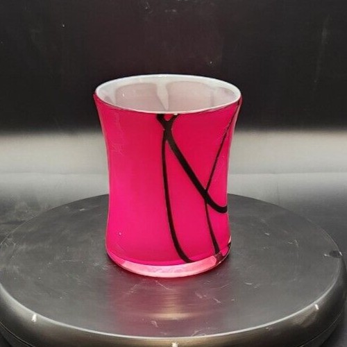 Hand-Blown Red and Black Glass Vase: Perfect for Flowers gallery