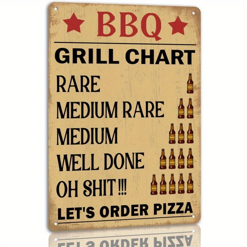 Vintage Metal Tin Sign 8×12 Inch BBQ Grill Decor