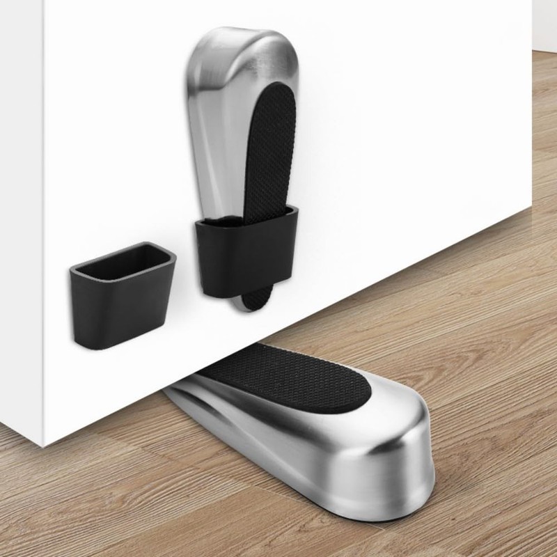 Heavy Duty NonSlip Rubber Metal Floor Door Stopper Wedge Wall Protector 2 PCS