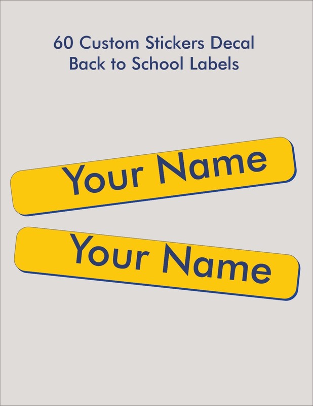 60 Custom Name Label Sticker Decal Back to School Water and Scratch Resistant
