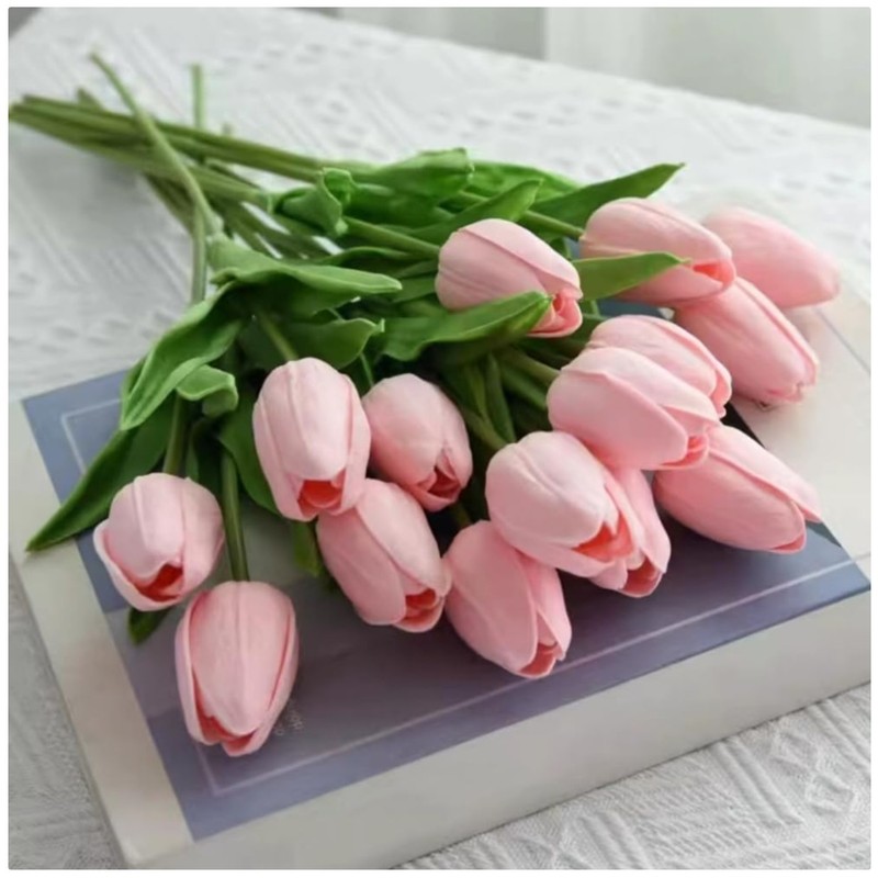 Artificial Tulips 20Pcs PU Flower Pink