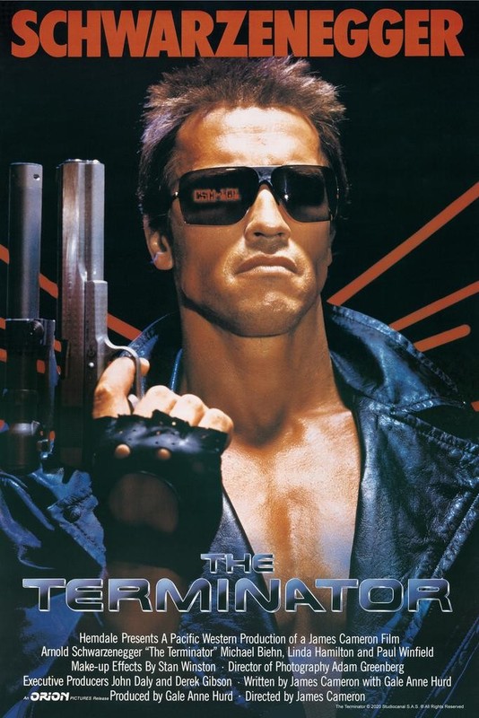 Terminator Key Art Credit Action Movie SciFi Gun Classic 1984 Retro Poster 24×36
