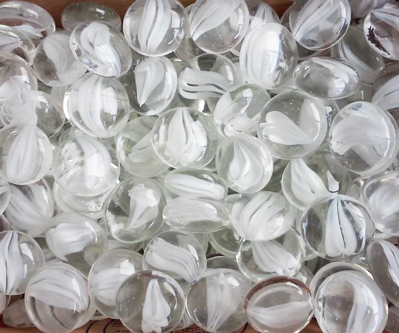 Creative Stuff Glass – 100 pcs White Cat-Eye Medium Vase Fillers Glass Gems