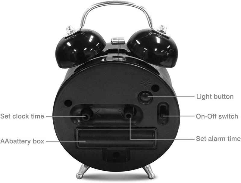 Vintage Twin Bell Alarm Clock with Night Light - Essential for Heavy Sleepers gallery