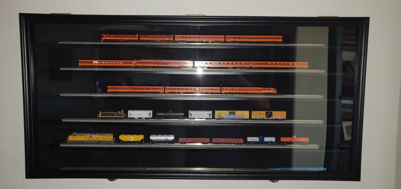 Train Display Case HO N Z Car 1/64 Model Locomotive Black Wall Rack Wood Cabinet gallery
