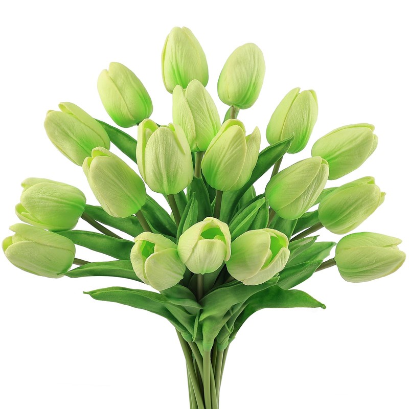 Beferr 18pcs Tulips Artificial Flowers Faux Tulip Real Touch Fake Flowers Bou…