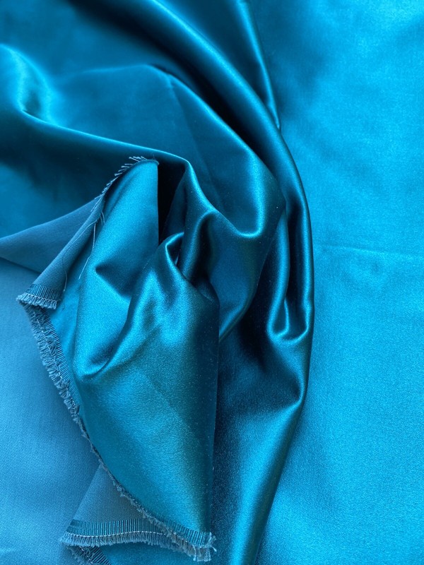 Designer Silk Satin Richest Turquoise Ocean Aquamarine Blue Green MSRP USD 220/Y