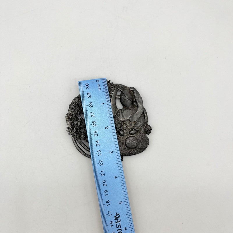 Vintage 1988 Metzke Pewter Bunny Rabbit Floral Wreath Potpourri Jar Lid 3 Inch gallery