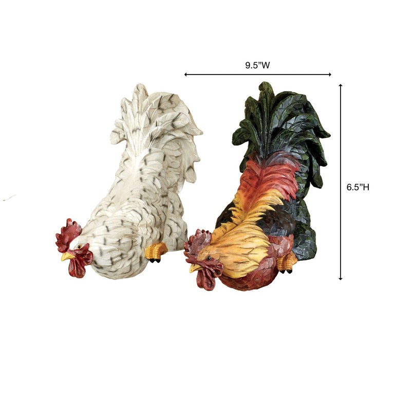 Content Rooster Shelf Sitter Set of - Resin - Green, Orange, Yellow, White, B... gallery