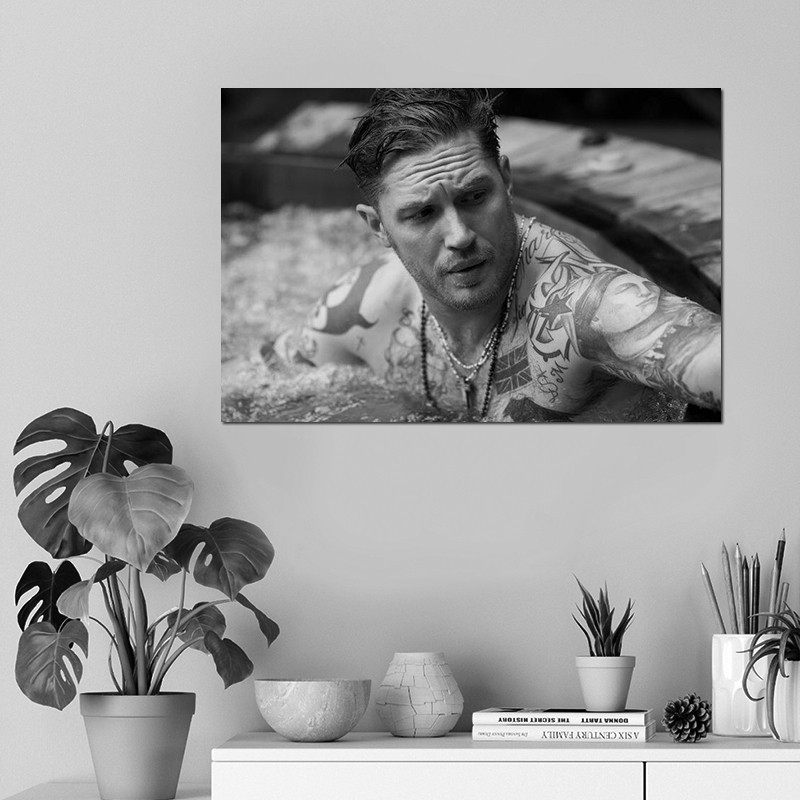 Large Waterproof Canvas Tom Hardy Black & White Portrait Poster Art Print gallery