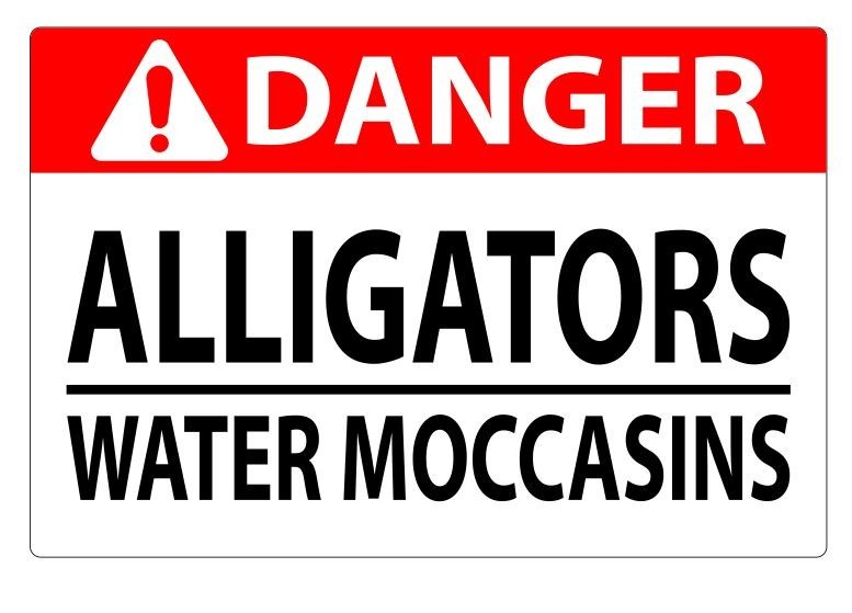Danger Alligators & Water Moccasins Safety Sign Sticker D7409