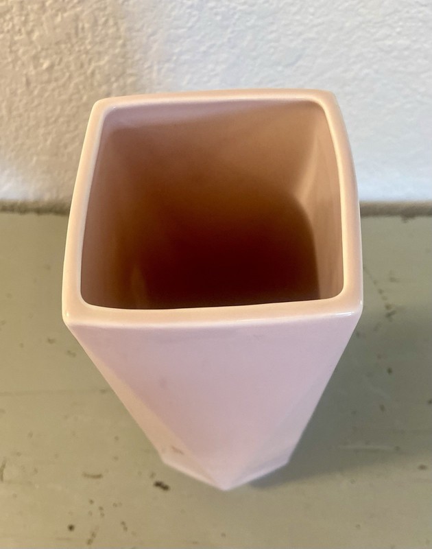 WEST ELM Faceted Ceramic Vase Tall Rectangular Pale Pink/mauve 12” in Height gallery