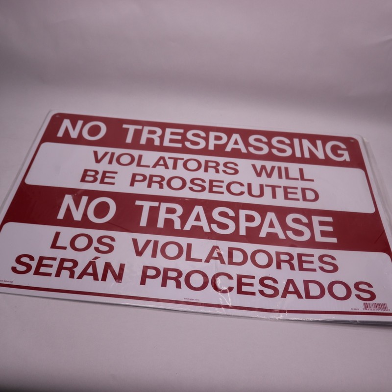 (1-Pk) Lynch Signs No Trespassing Sign Plastic Red/White 20 x 14 R-39BLS gallery