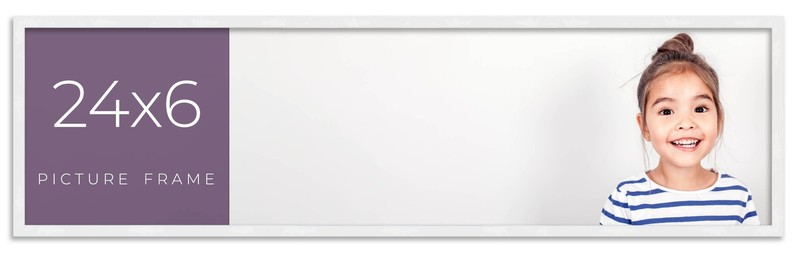 24x6 Frame White Real Wood Picture Frame Width 0.75 inches | Interior Frame Dept