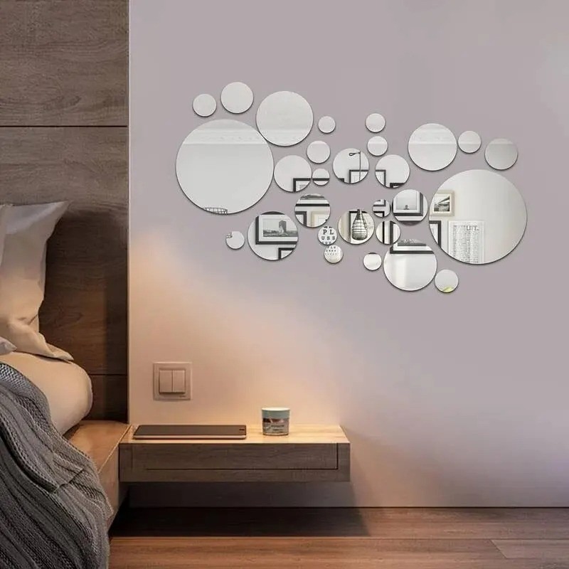 26 PCs 3D Acrylic Mirror Wall Sticker Round DIY Wall Decal For Living Room Decor gallery