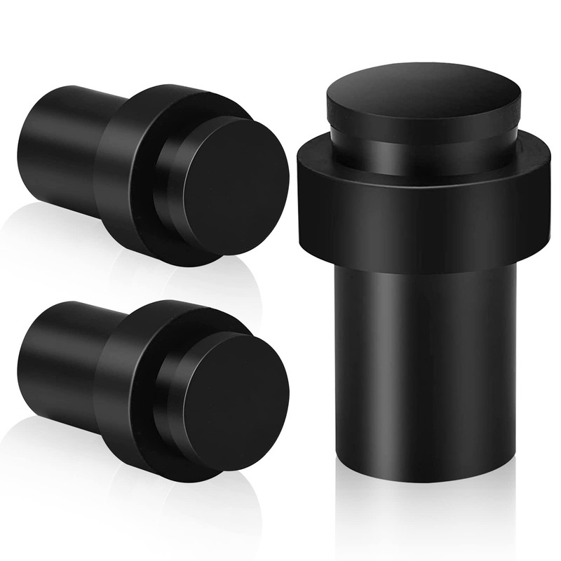3 Pack Floor Door Stop 2.5 Inch Black Heavy Duty Rubber Bumper Wall Protector