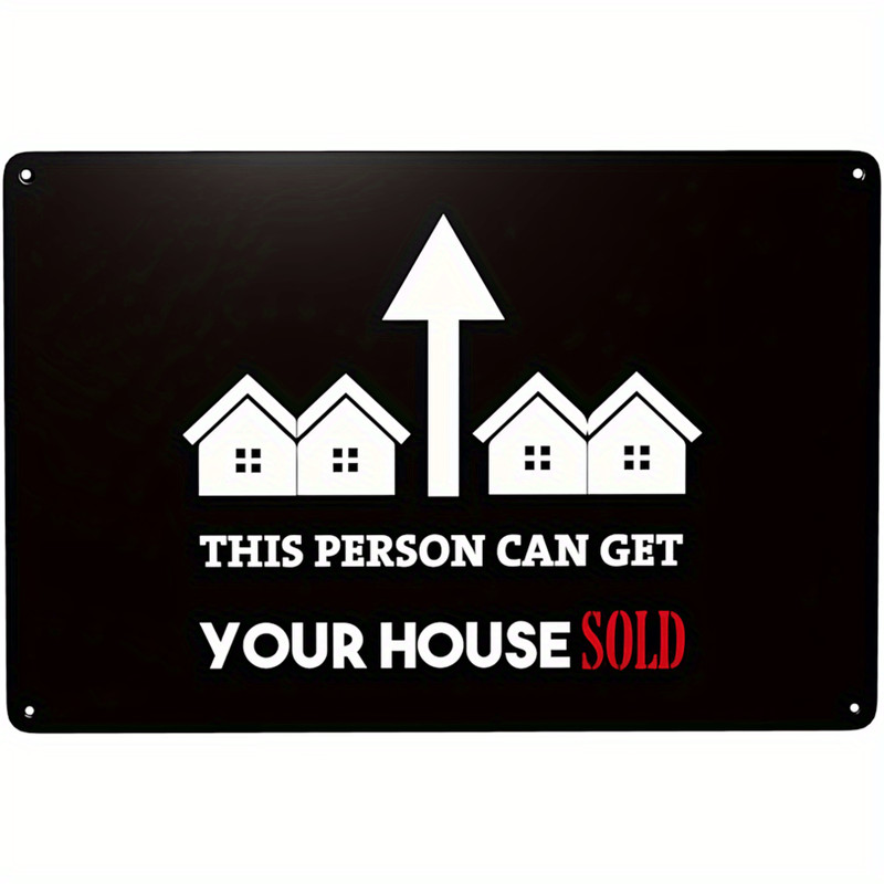 Vintage Real Estate Agent Metal Wall Art Sign Retro House & Arrow Design Decor