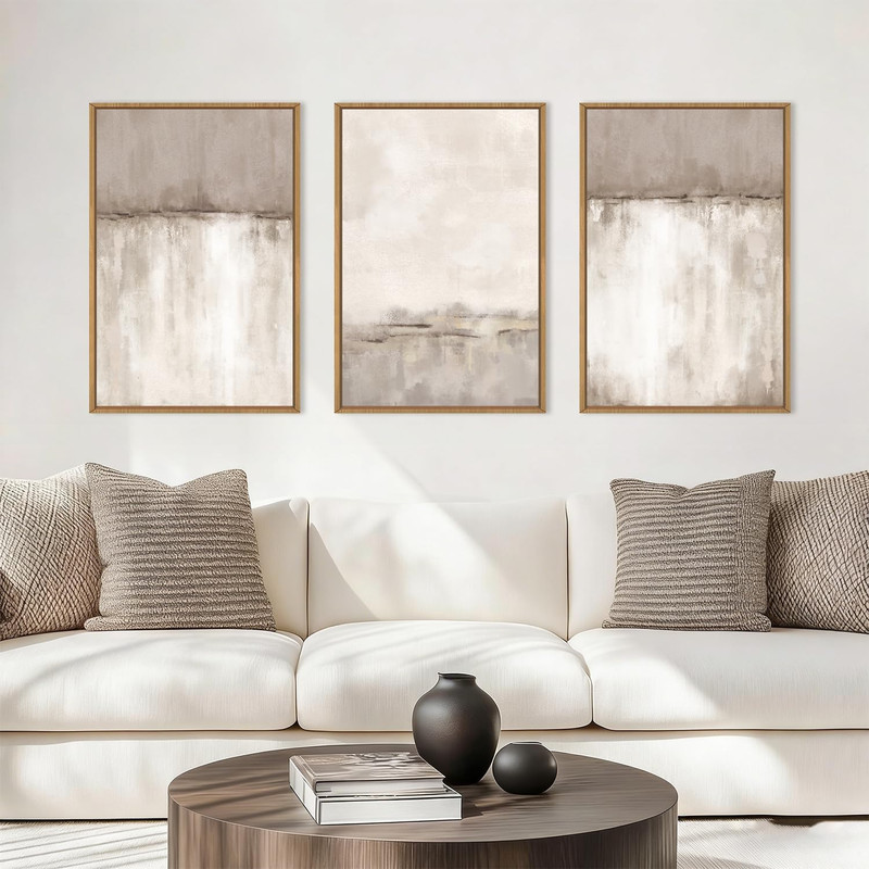 Large Gray Framed Canvas Art Set - Modern Abstract Wall Decor for Any Room gallery