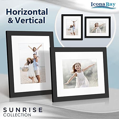 8x0 Mat to 5x7 Solid One-Piece Wood Composite Picture Frame, Modern 1 Black gallery