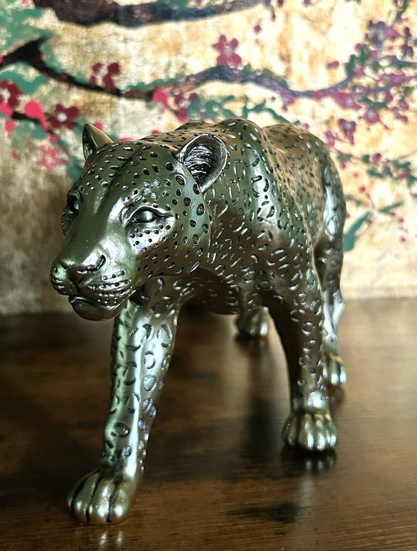 Gold Cheetah Figurine Decorative Home Decor Sculpture Resin Walking 15 Inch Long gallery