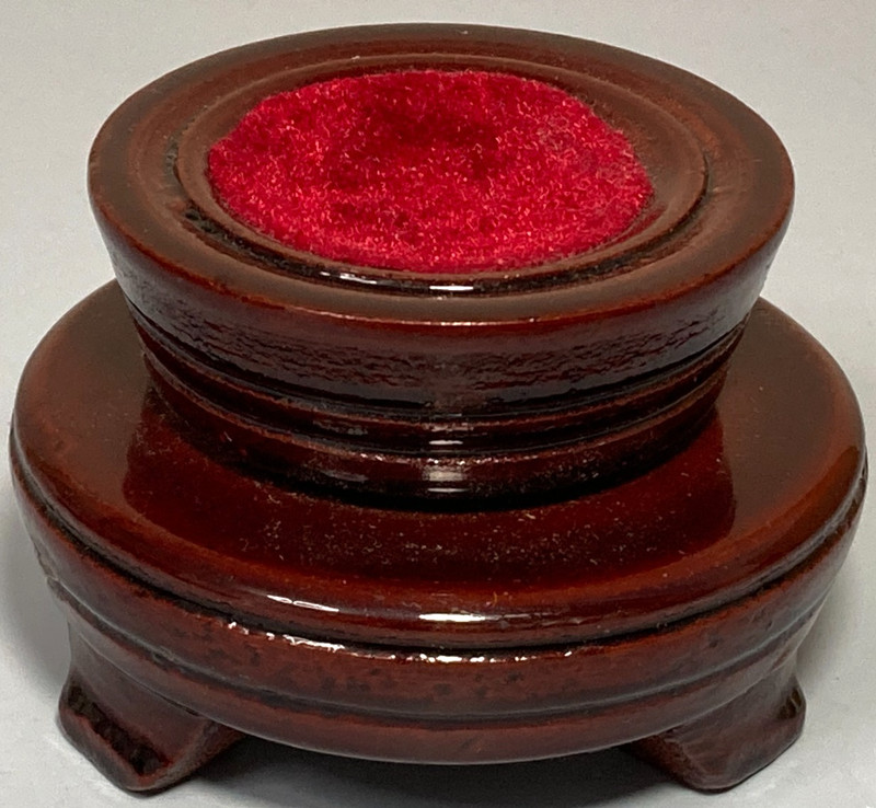 Asian Carved Wood Stand Turning Lacquer Pedestal Display Crystal Sphere Ball Egg