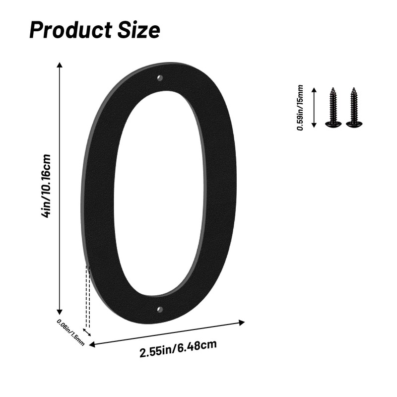 4 Inch House Numbers and Metal Letters for Outdoor Signs, 4 Inch, Black 0 gallery