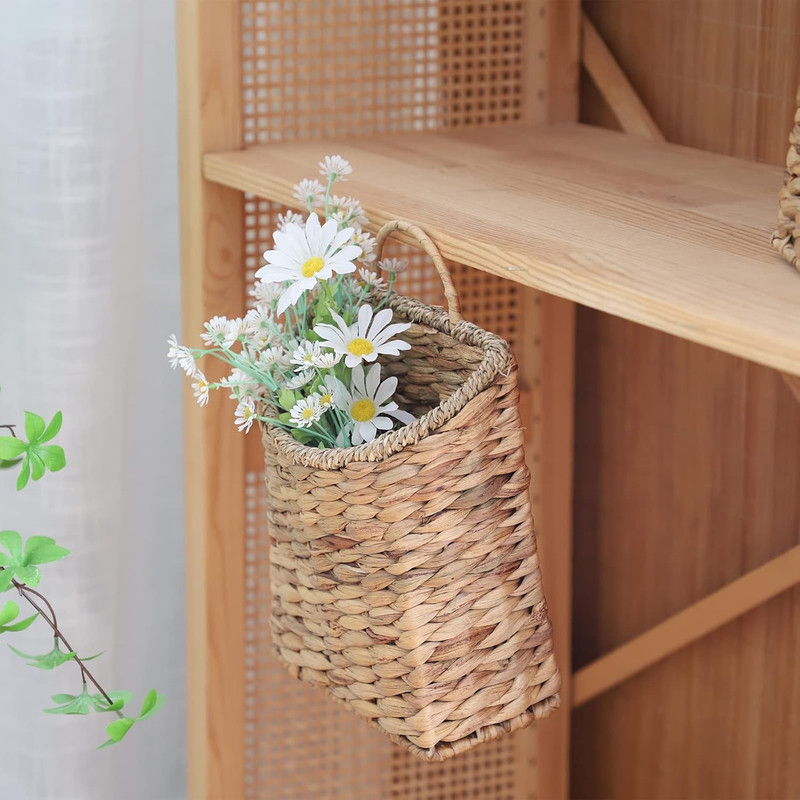 Water Hyacinth Wall Hanging Basket Woven Planter Storage Organizer with Handle gallery