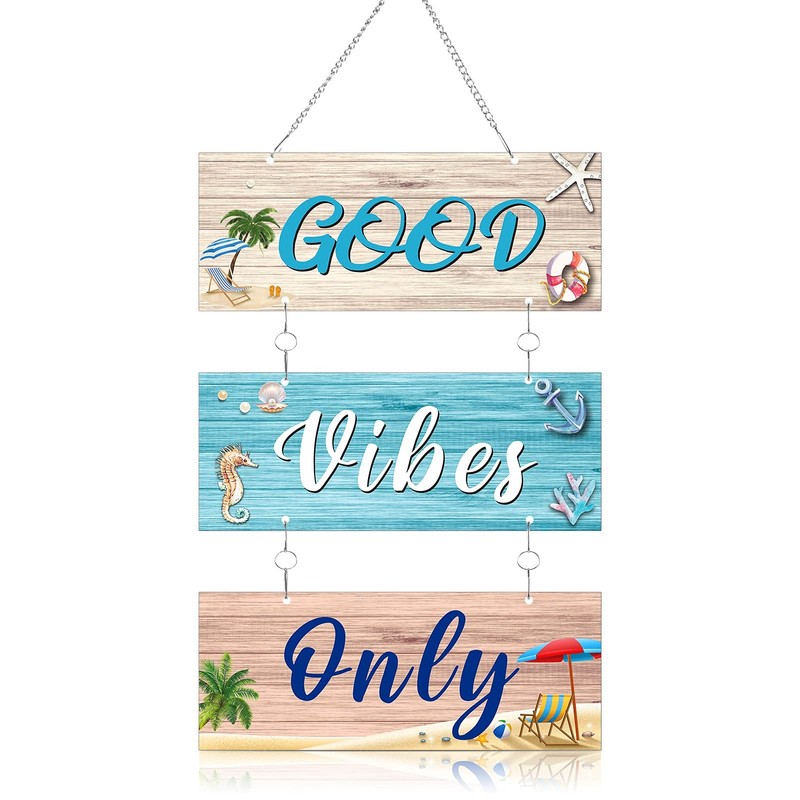 Hotop Beach Sign Decor Hanging Sea Decorations 10 x 4 inches, Multicolor