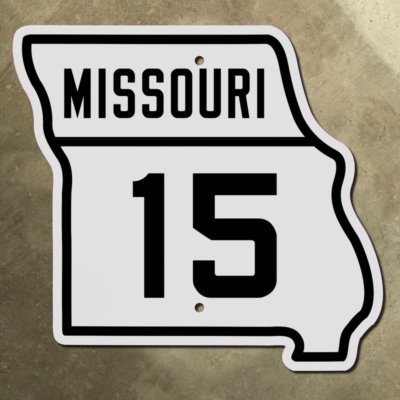 Missouri state route 15 highway marker road sign 1930 Mexico Memphis map 15×14