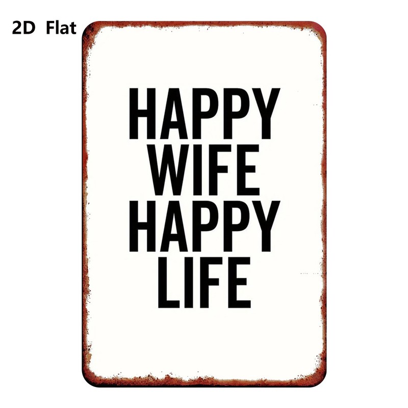 Metal Sign Happy Wife Happy Life Tin Painting 20.32×30.48 cm