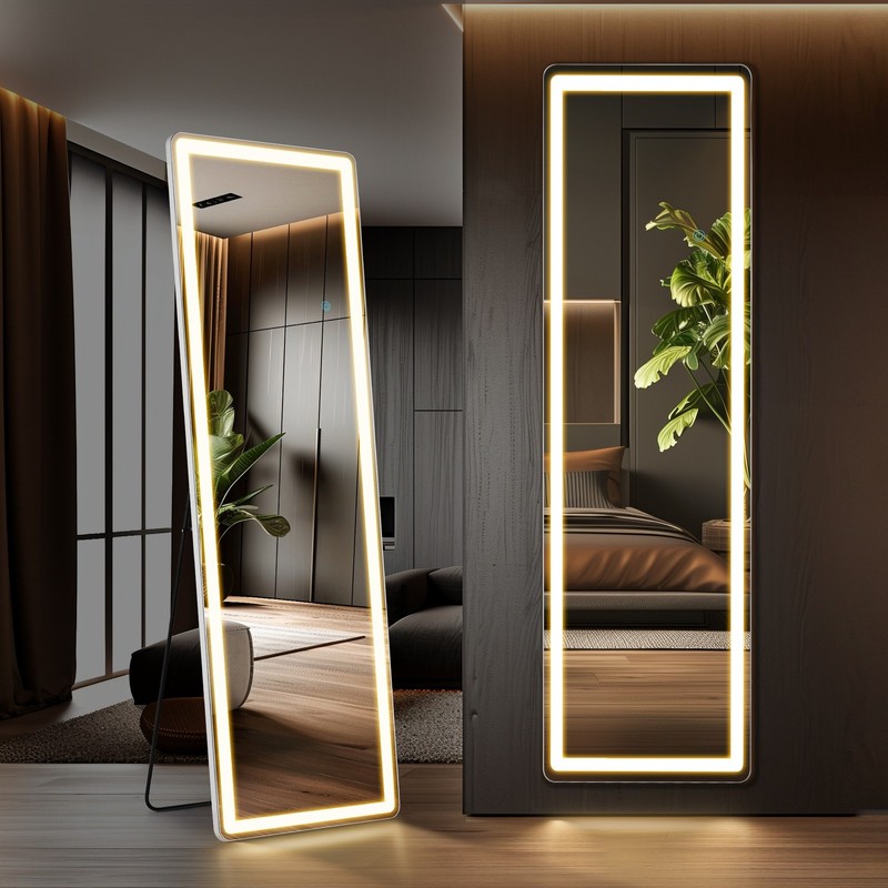 Curved/rectangular LED full-length mirror Floor-length full-length mirror