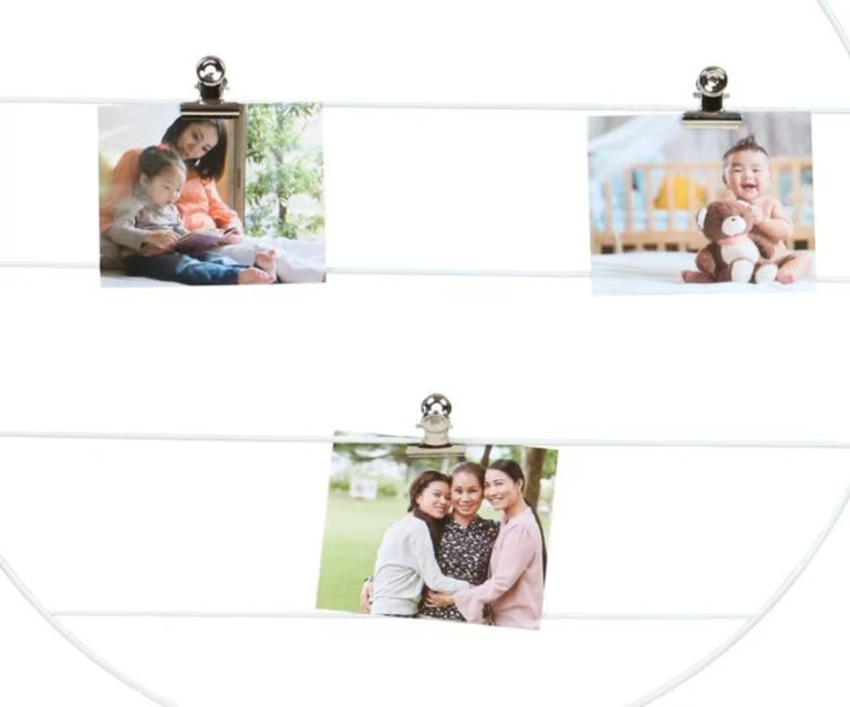 New Black 14" Round Metal Circle Collage Photo Frame with Metal Clips gallery