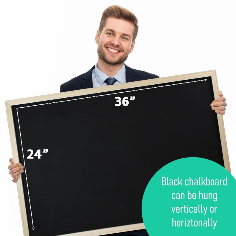 Flipside Products 24" x 36" Wood Framed Black Chalkboard, 36"W x 24"H, gallery