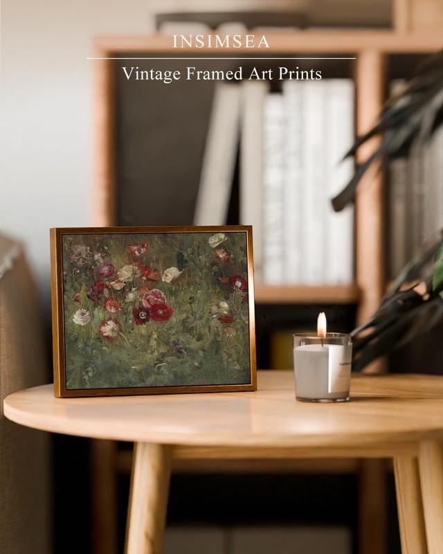 Golden Framed Vintage Canvas Wall Art A Bed Of Poppies Red Flower Field Lands... gallery