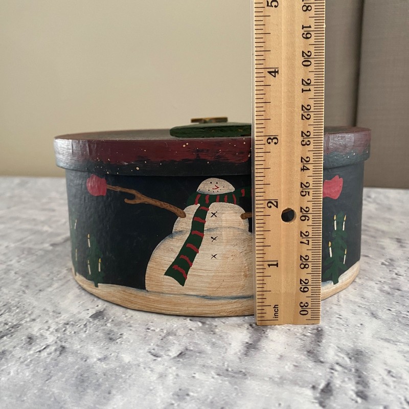 Primitive Snowman Small Lidded Box Winter Folk Art Style Christmas Home Decor gallery