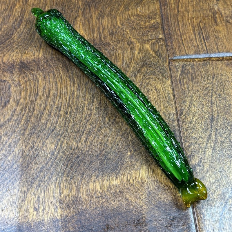 Murano style glass Vegetable 8" Asparagus Green Handblown paper weight decor gallery