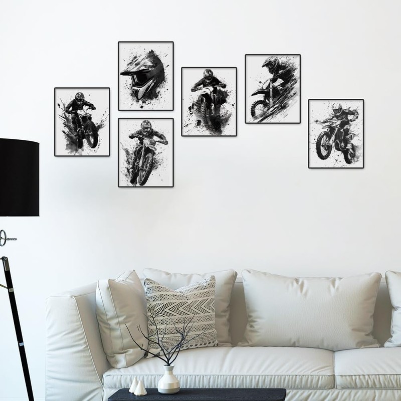 6 Pack Riding Motorcycle Unframed Waterproof Canvas Wall Art Decor, 8" x 10" ... gallery